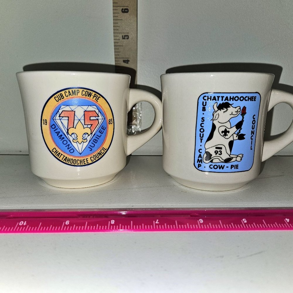 Vintage 1985 and 1993 Cub Scout Mug/Cup ~ Boy Scouts of America ~ Chattahoochee